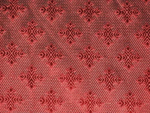 100% Silk Brocade Vestment Fabric Dark Red &amp; Black color 44" wide BRO167[5]