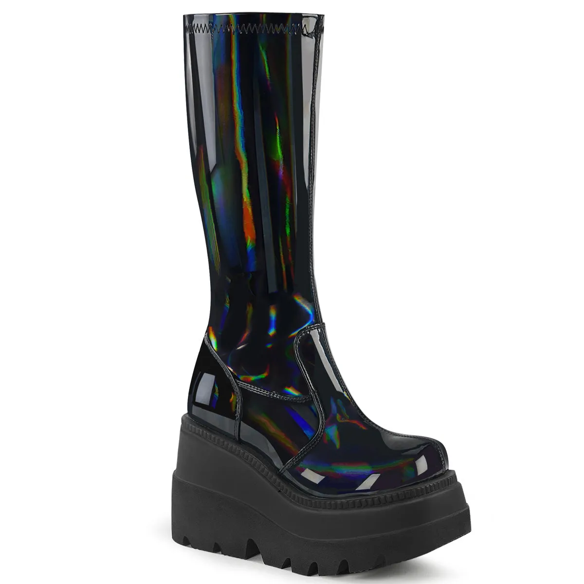 4 Inch Wedge SHAKER-65 Black Patent Holo