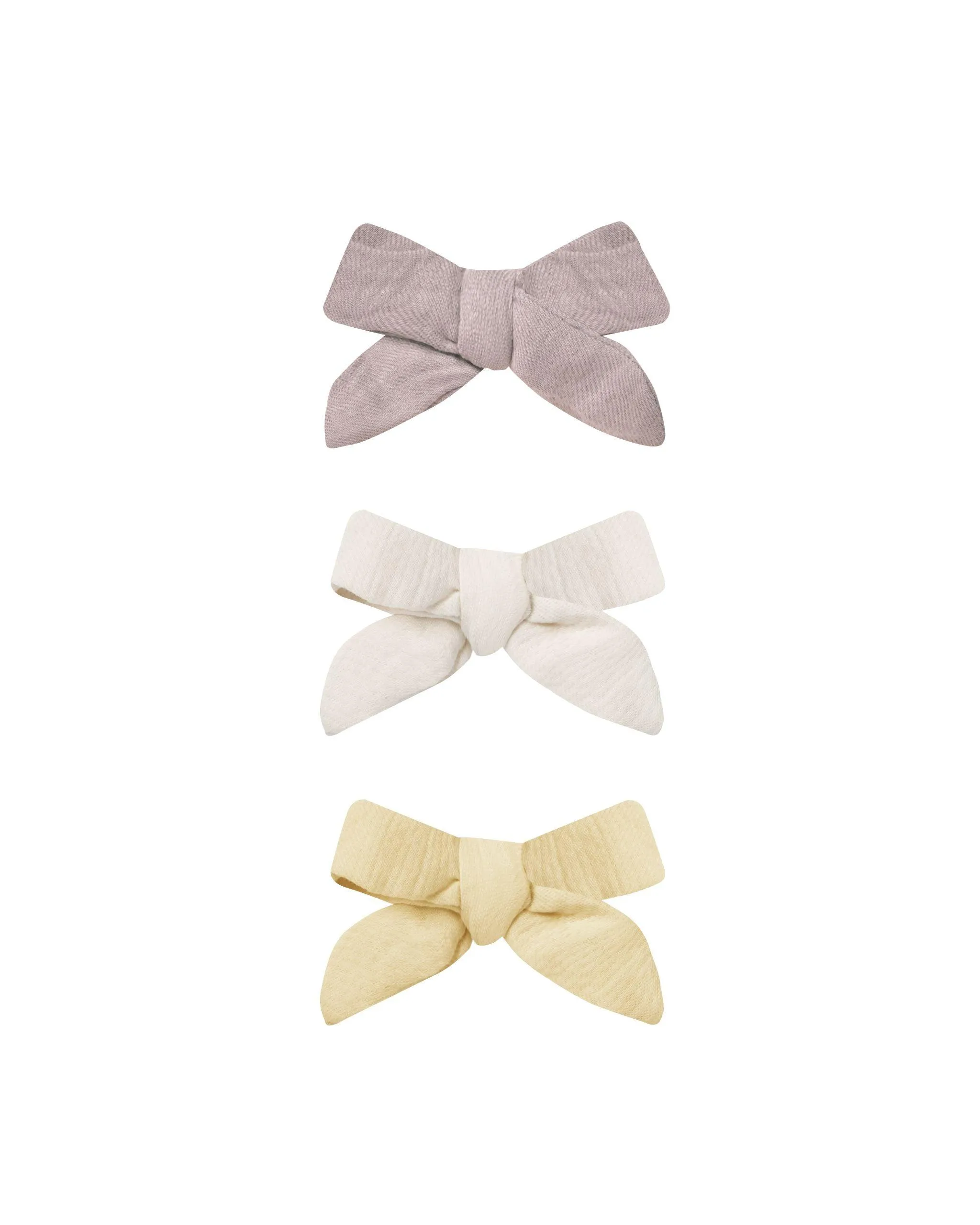 Alligator Clip Set | Bow w. Clip- Lavender, Natural, Lemon | Quincy Mae