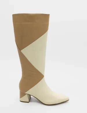 Bari knee-high boots in off white/tan leather womens shoes