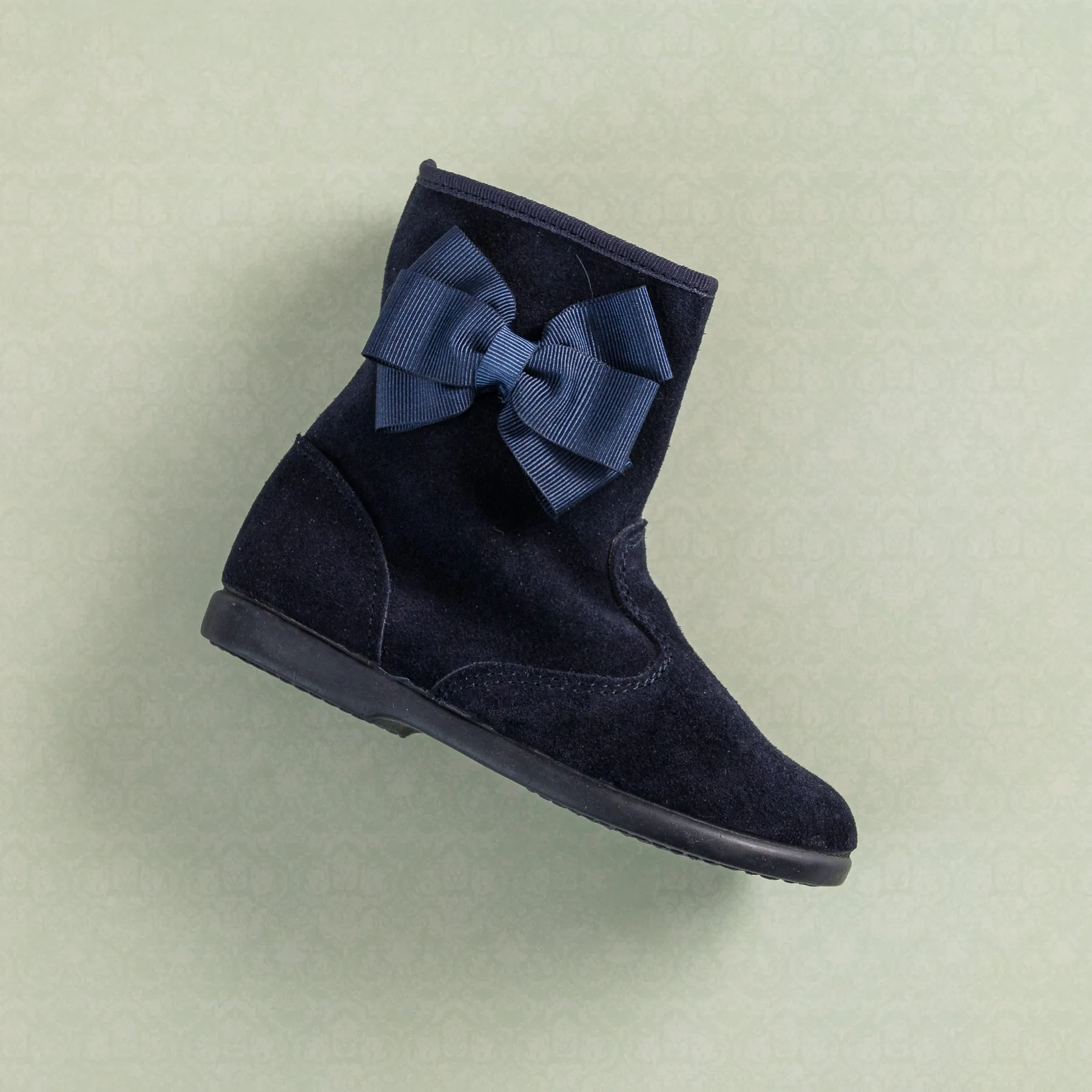 Boots With Bow Suede Navy