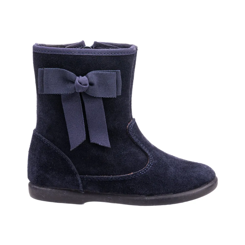 Boots With Bow Suede Navy