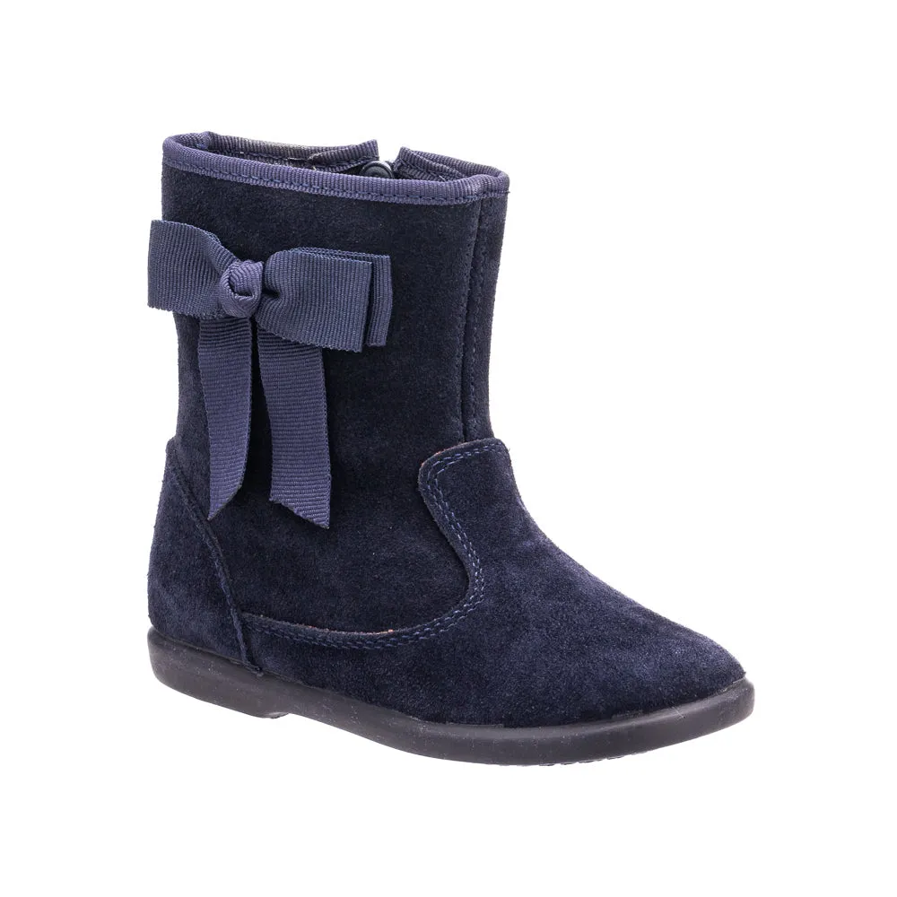 Boots With Bow Suede Navy