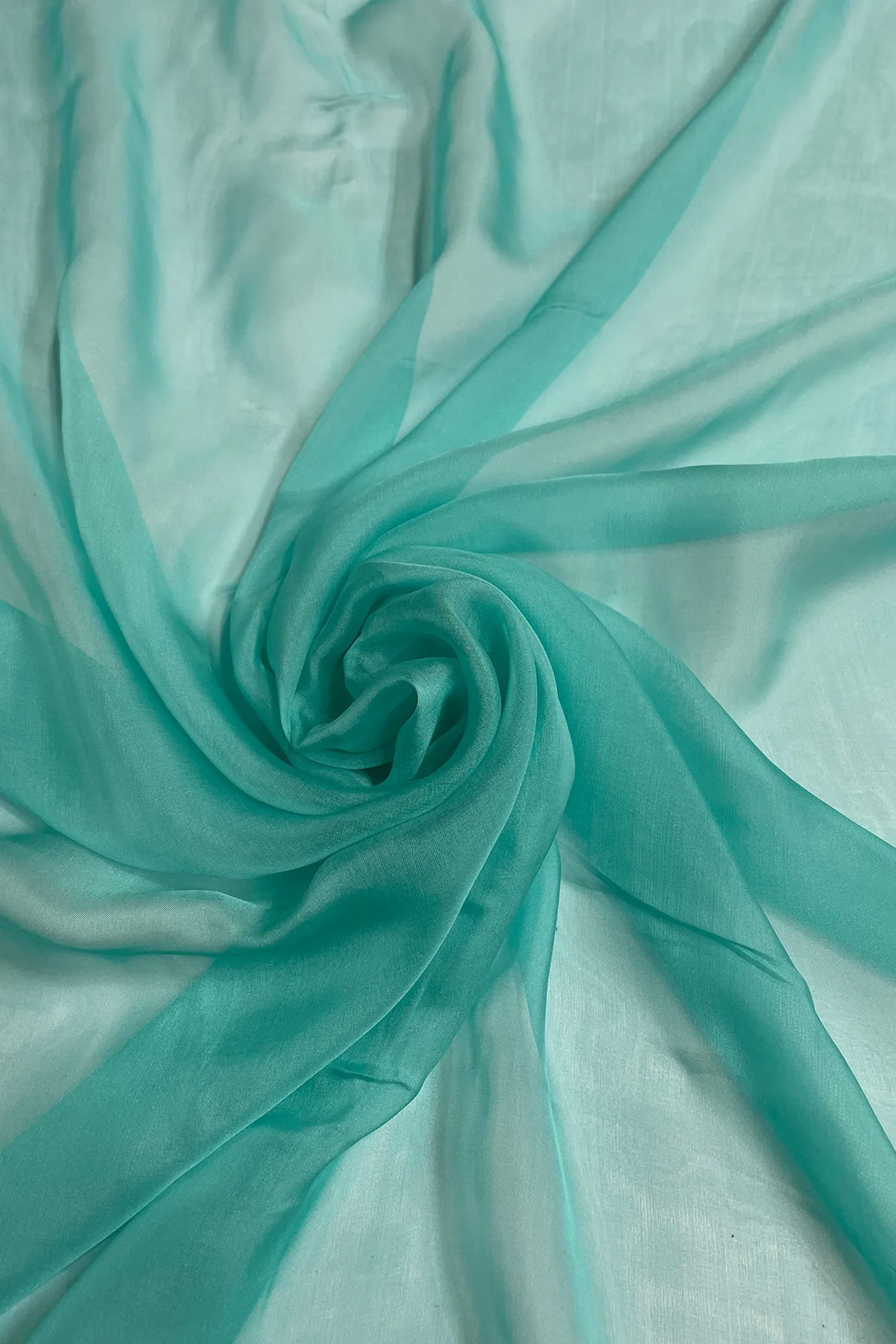 Caribbean Green Silk Chiffon