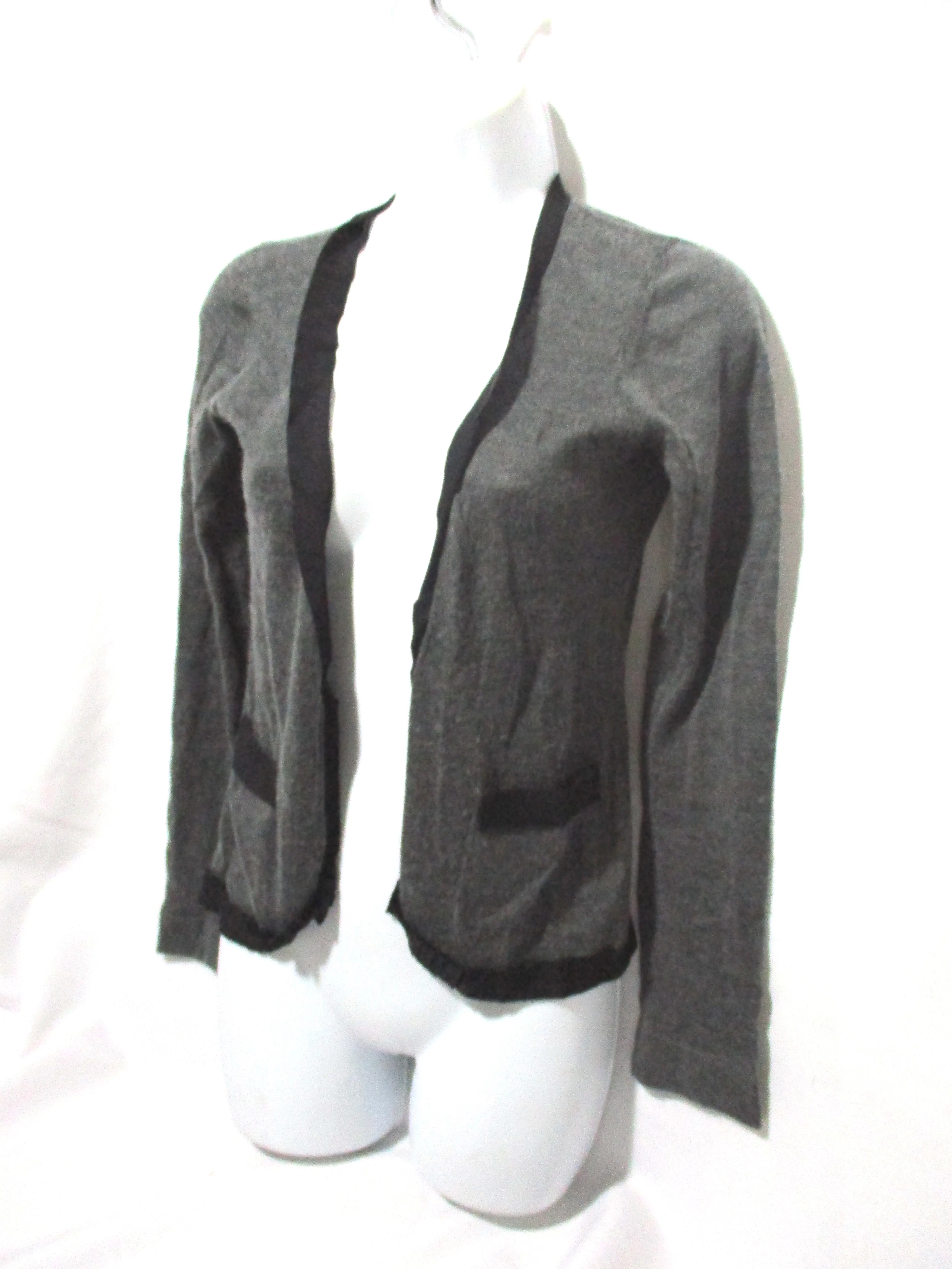 CHRISTOPHER KANE CASHMERE SILK Cardigan Sweater M GRAY BLACK