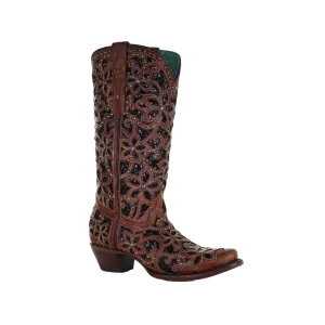 Corral Boots Women's Tan Black Inlay Embroidered Boot