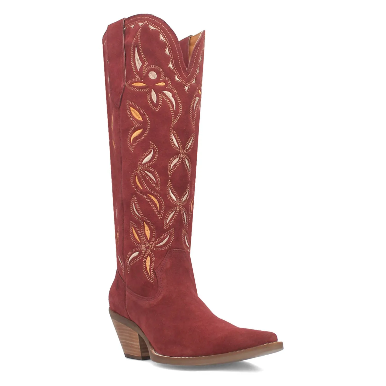 Dingo Womens Bandelera Burgundy Suede Cowboy Boots