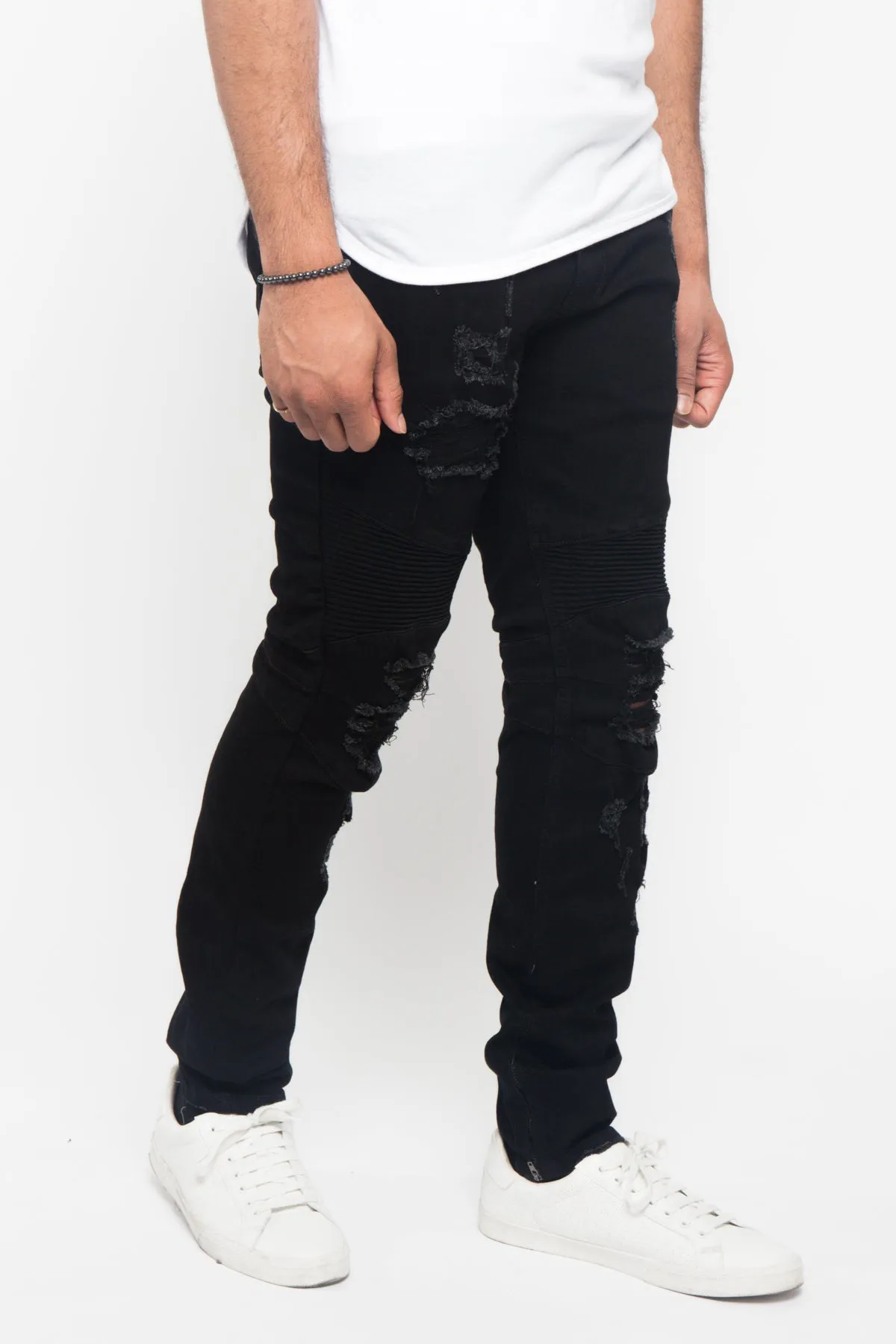 Distressed Scrunched Skinny Jeans