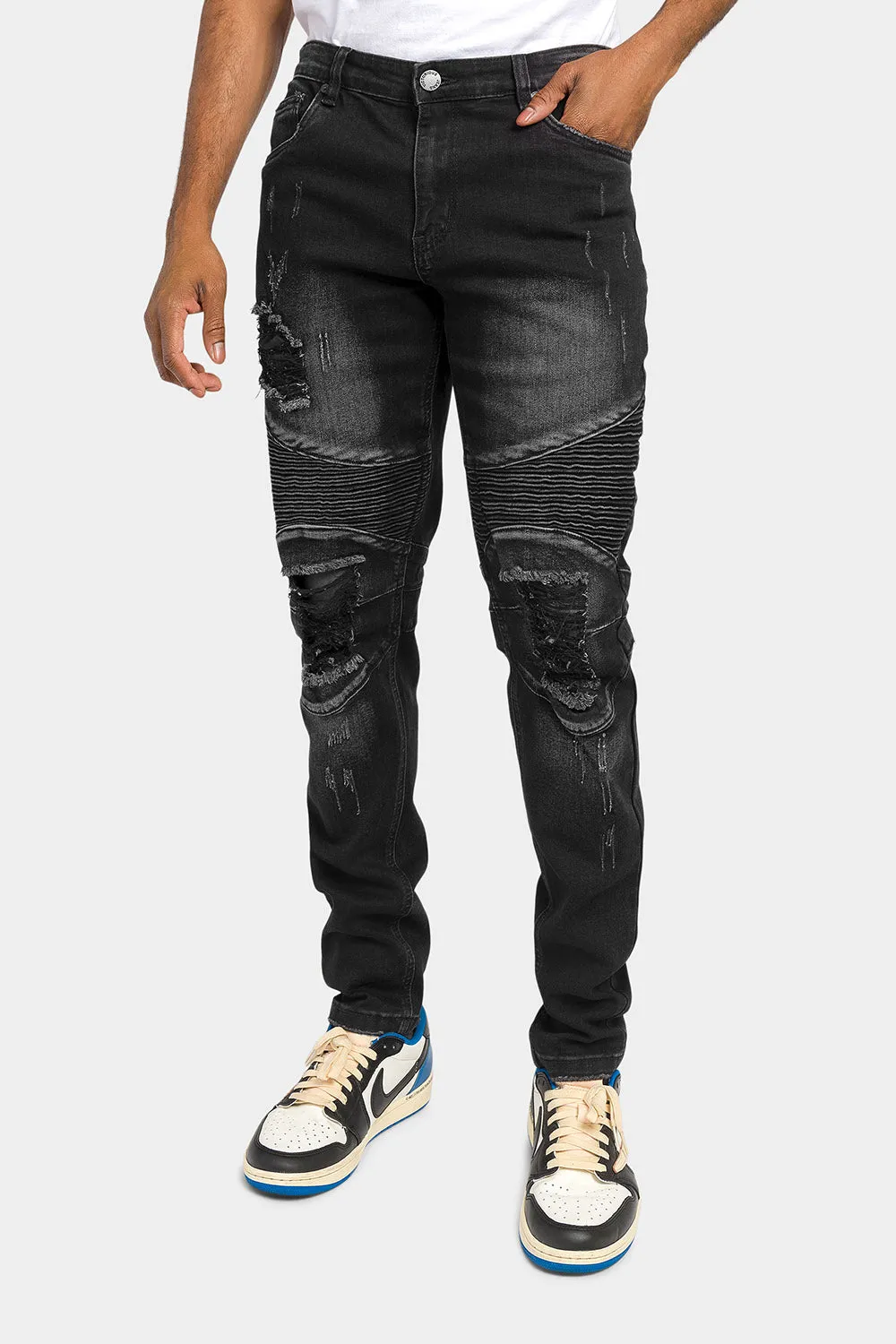 Distressed Scrunched Skinny Jeans