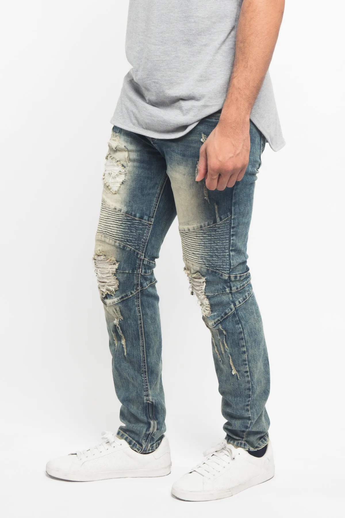 Distressed Scrunched Skinny Jeans