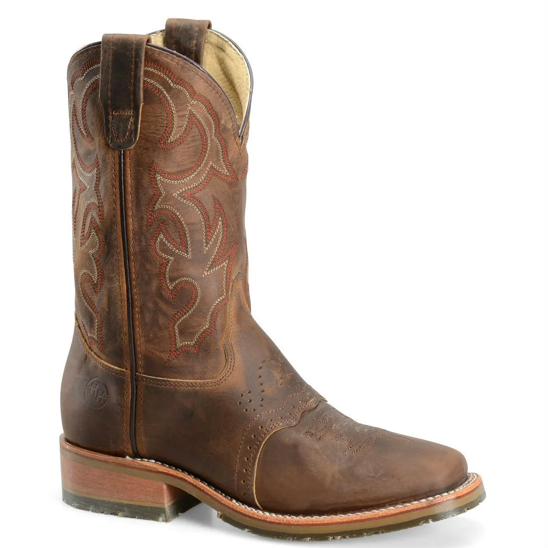 Double-H Men's 11" Domestic Wide Square Toe ICE Roper - Brown DH3560