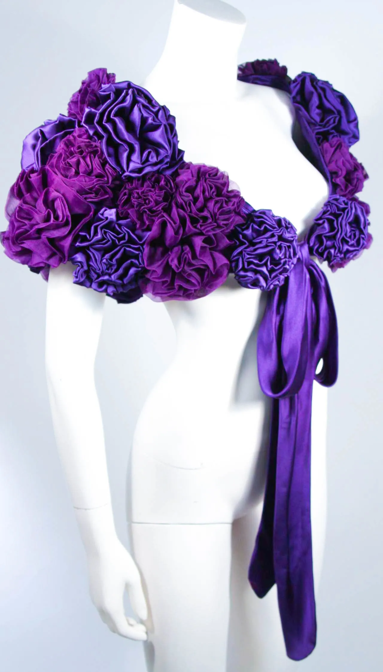 ELIZABETH MASON COUTURE Purple Silk "Rose" Wrap