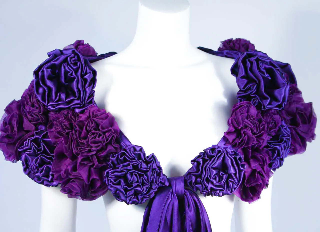 ELIZABETH MASON COUTURE Purple Silk "Rose" Wrap