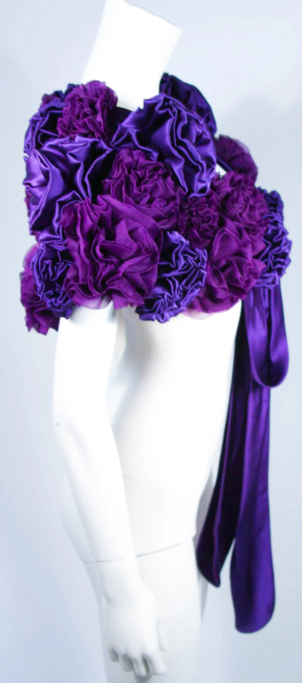 ELIZABETH MASON COUTURE Purple Silk "Rose" Wrap