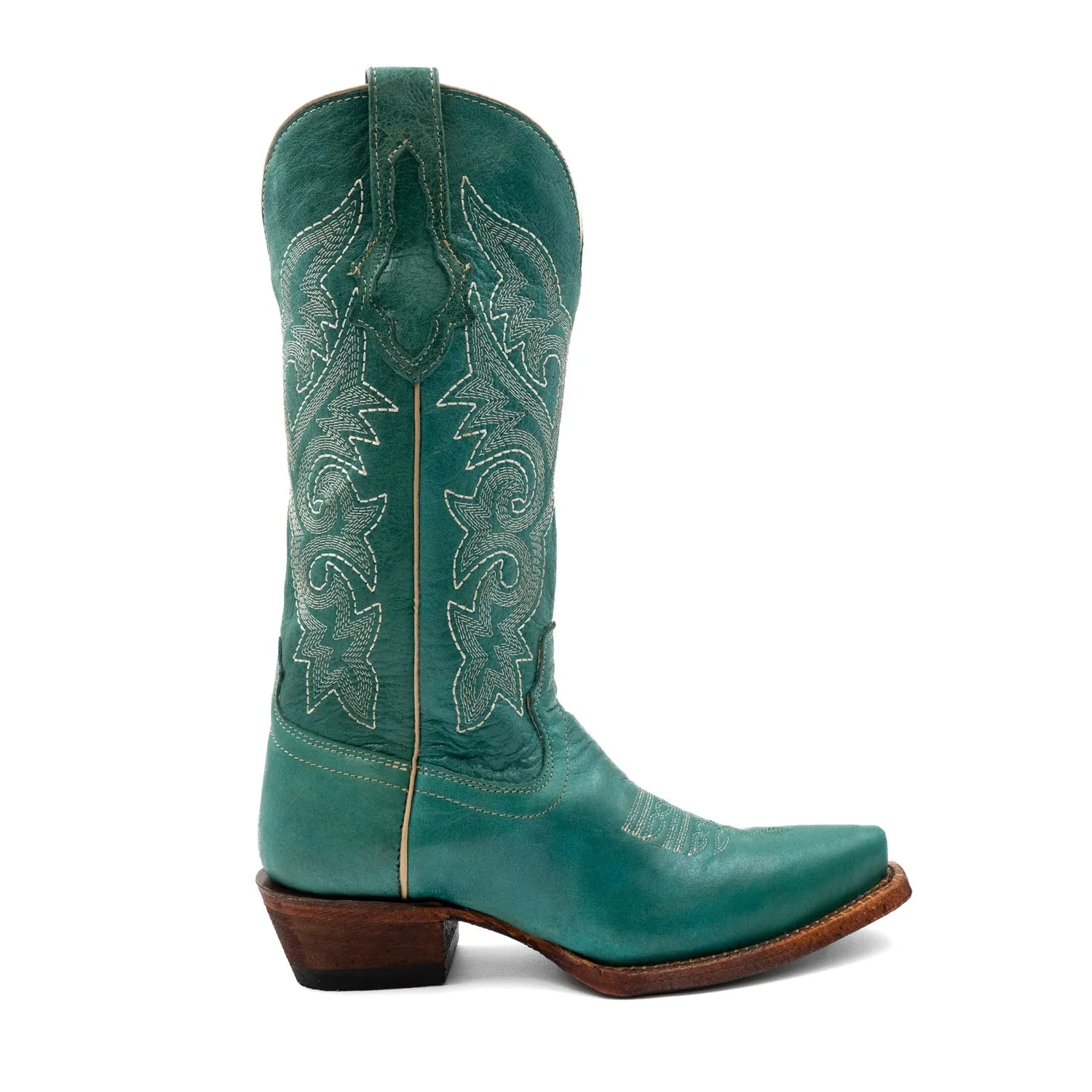 Ferrini Womens Mae Snip Toe Turquoise Leather 13in Cowboy Boots