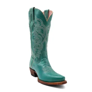 Ferrini Womens Mae Snip Toe Turquoise Leather 13in Cowboy Boots