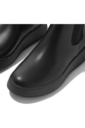 FitFlop F-Mode Flatform Chelsea Boots in black leather FH4-090