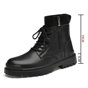 Genuine Leather Autumn Winter Men Boots Warm Fur Plus Trend Waterproof Ankle Boots Men Fashionable British Style Boots