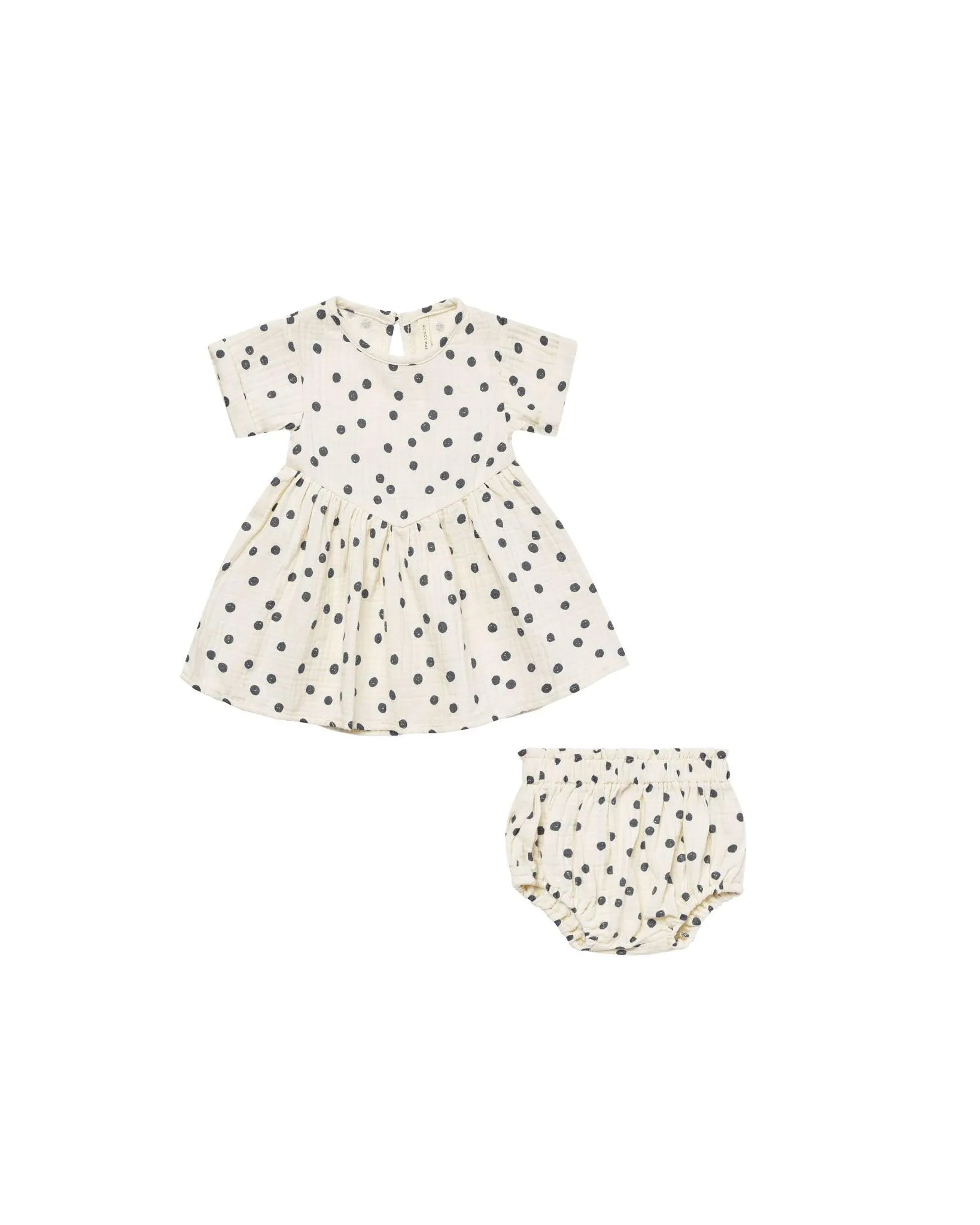 Girls Dress| Brielle Dress with Navy Dot | Quincy Mae