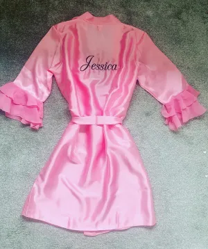 Ladies Satin ruffle robe