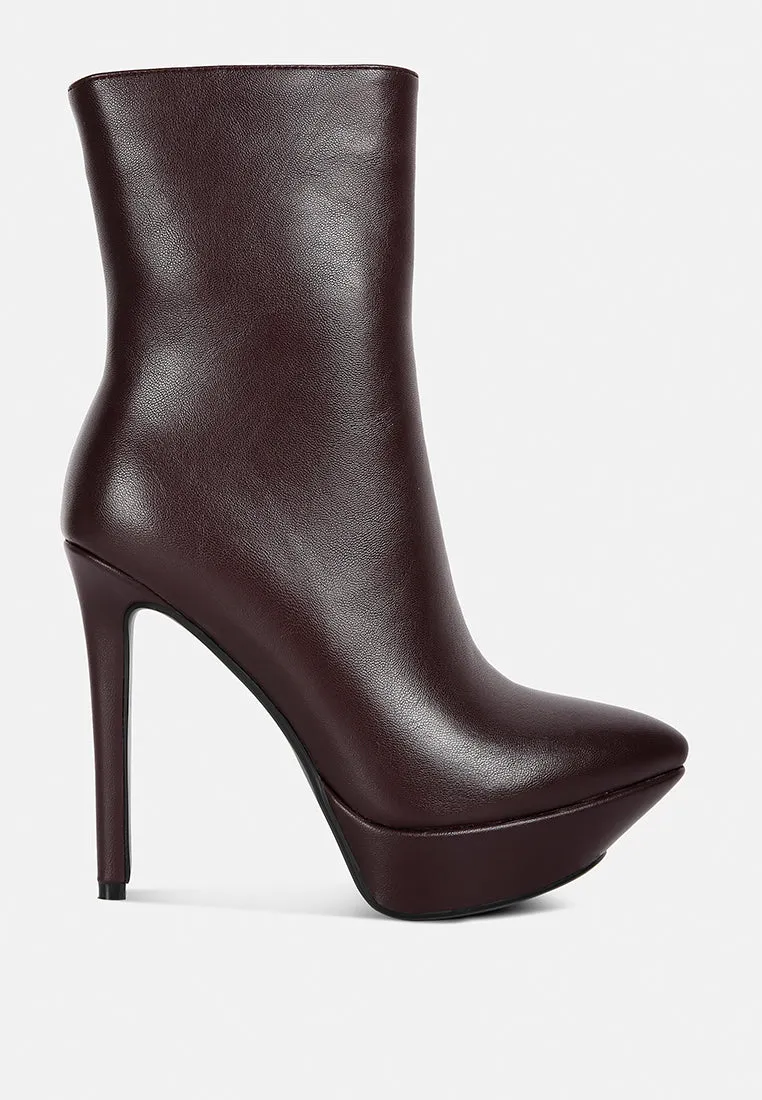 MAGNA Burgundy Platform Heel Ankle Boot