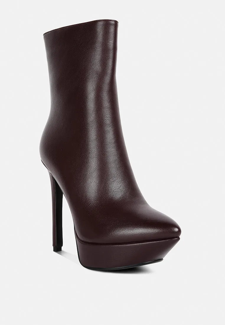 MAGNA Burgundy Platform Heel Ankle Boot