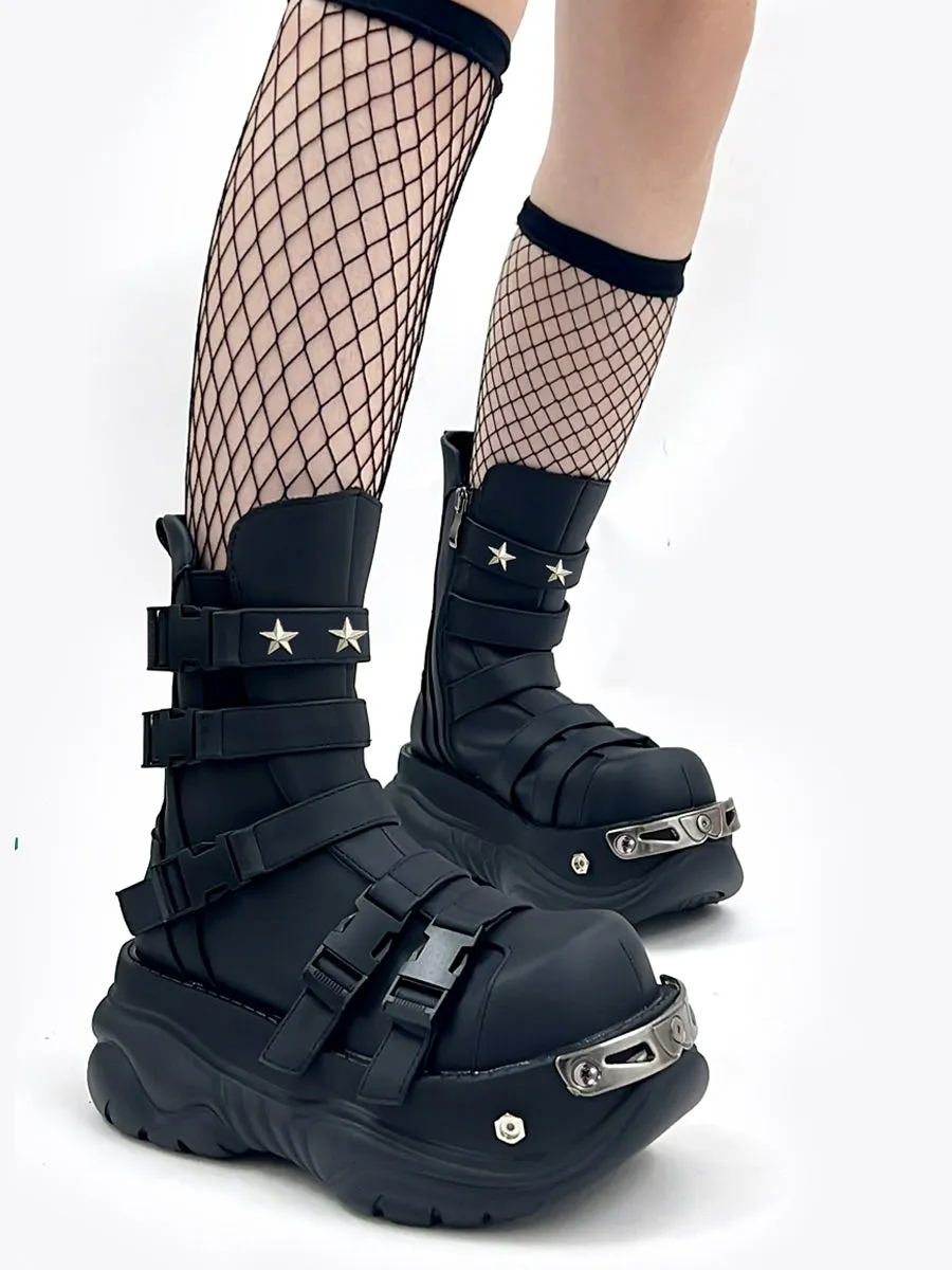 Metal Punk Round Toe Martin Boots