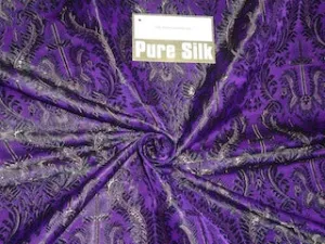 Pure SILK BROCADE vestment FABRIC Purple color 44" wide BRO246[4]