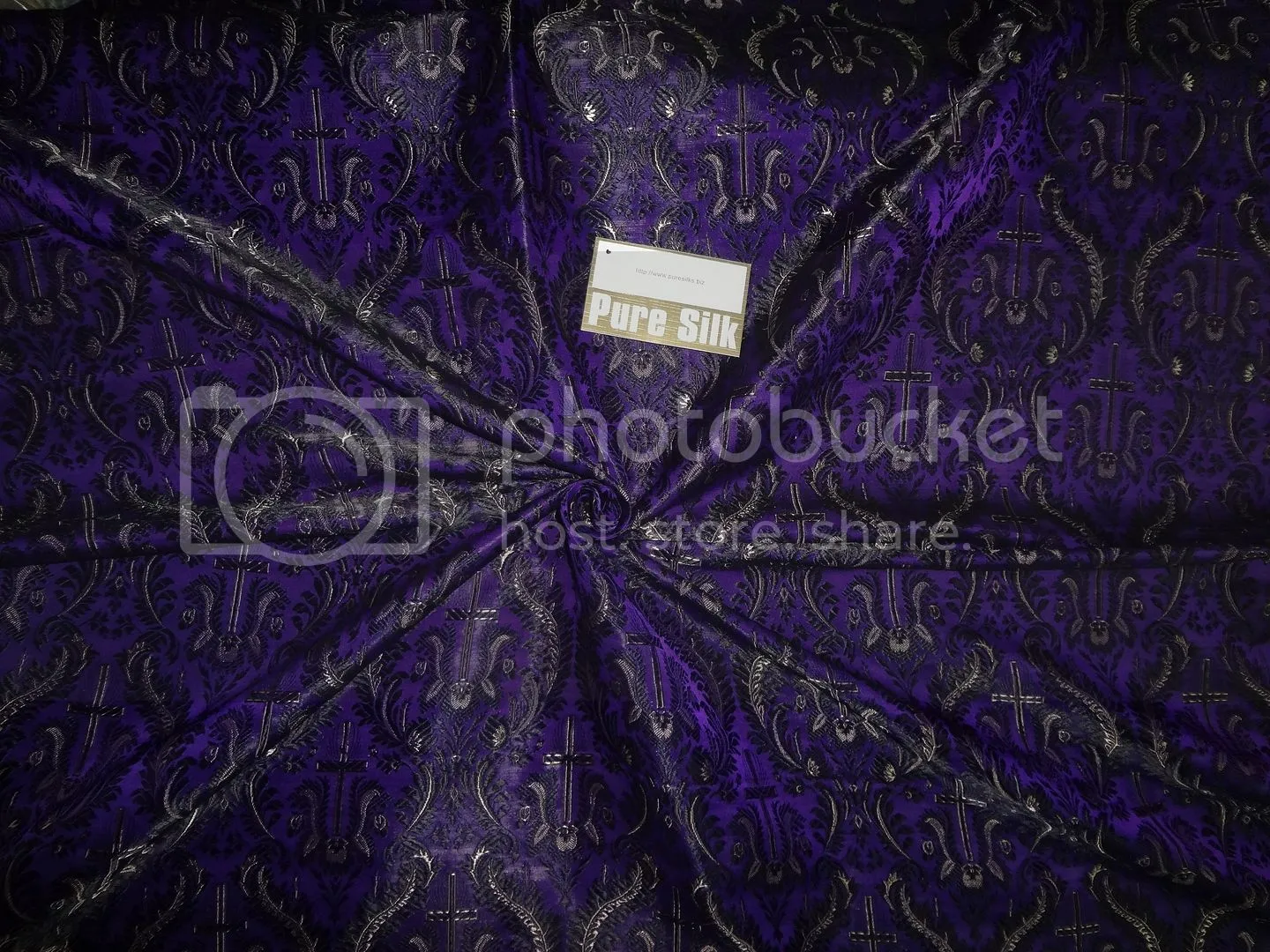 Pure SILK BROCADE vestment FABRIC Purple color 44" wide BRO246[4]