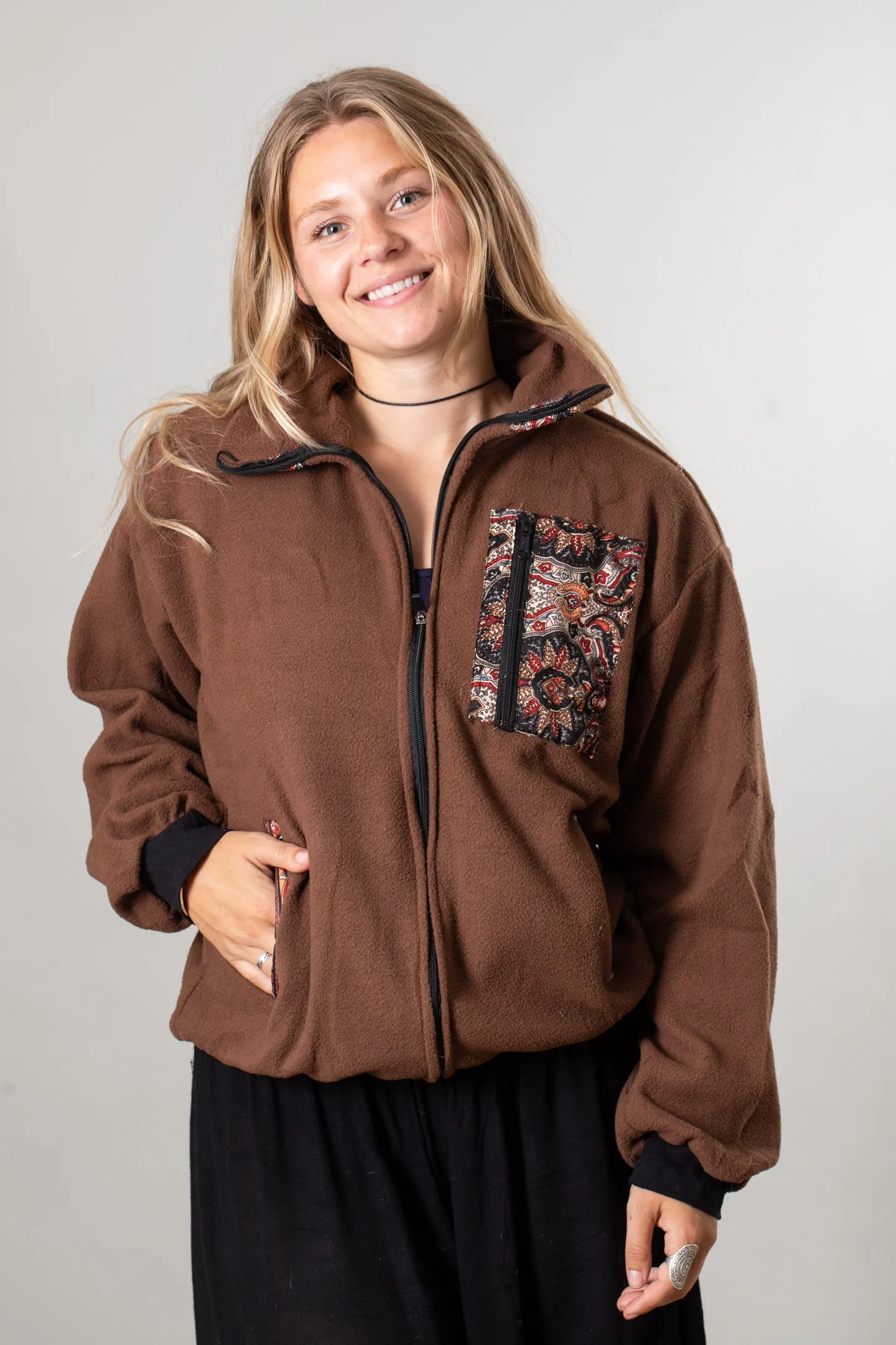 Sari Patch Fleece Zip Jacket