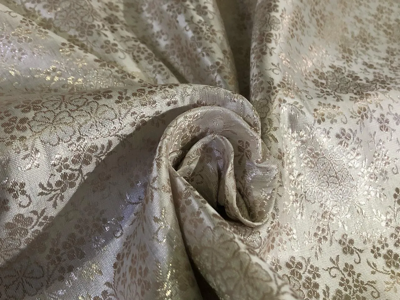 Silk Brocade fabric 44" wide available in 2 colors ivory and powder blue BRO924A[1/2]