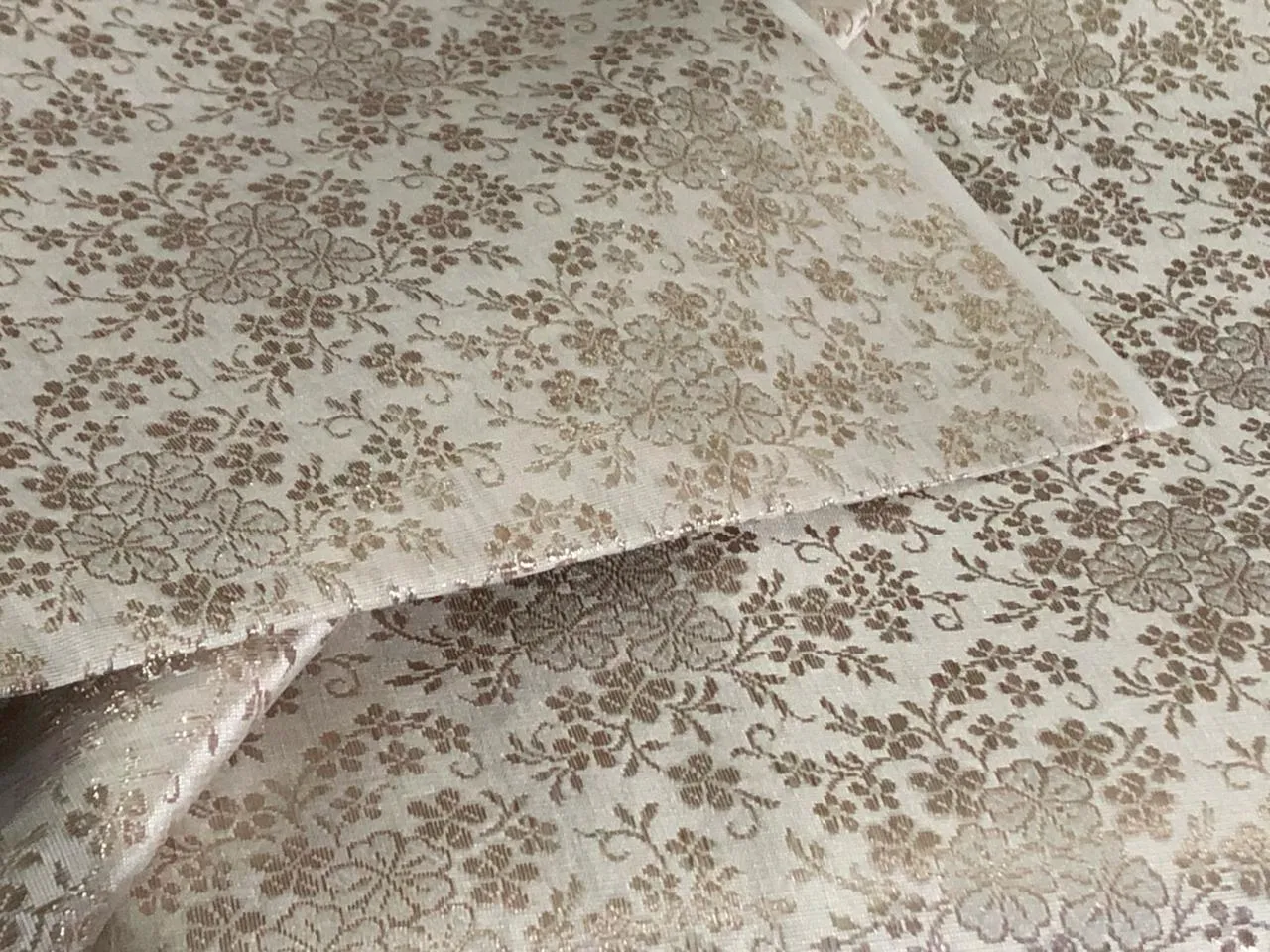 Silk Brocade fabric 44" wide available in 2 colors ivory and powder blue BRO924A[1/2]