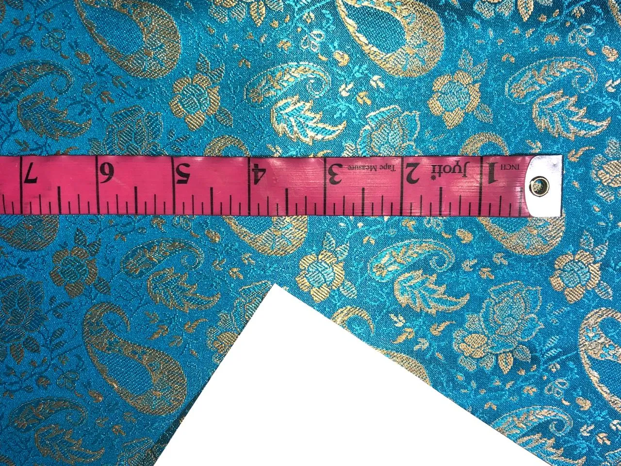 Silk Brocade fabric 44" wide   BLUE  WITH METALIC GOLD PAISLEY FLORAL JACQUARD BRO981[2]