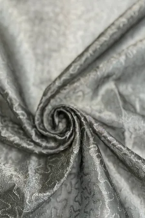 Silver Gray Organza with Silver Thread Tissue Metallic Embroidery