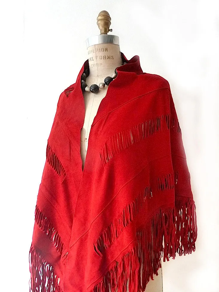 Suede Fringed Hand Cut Shawl