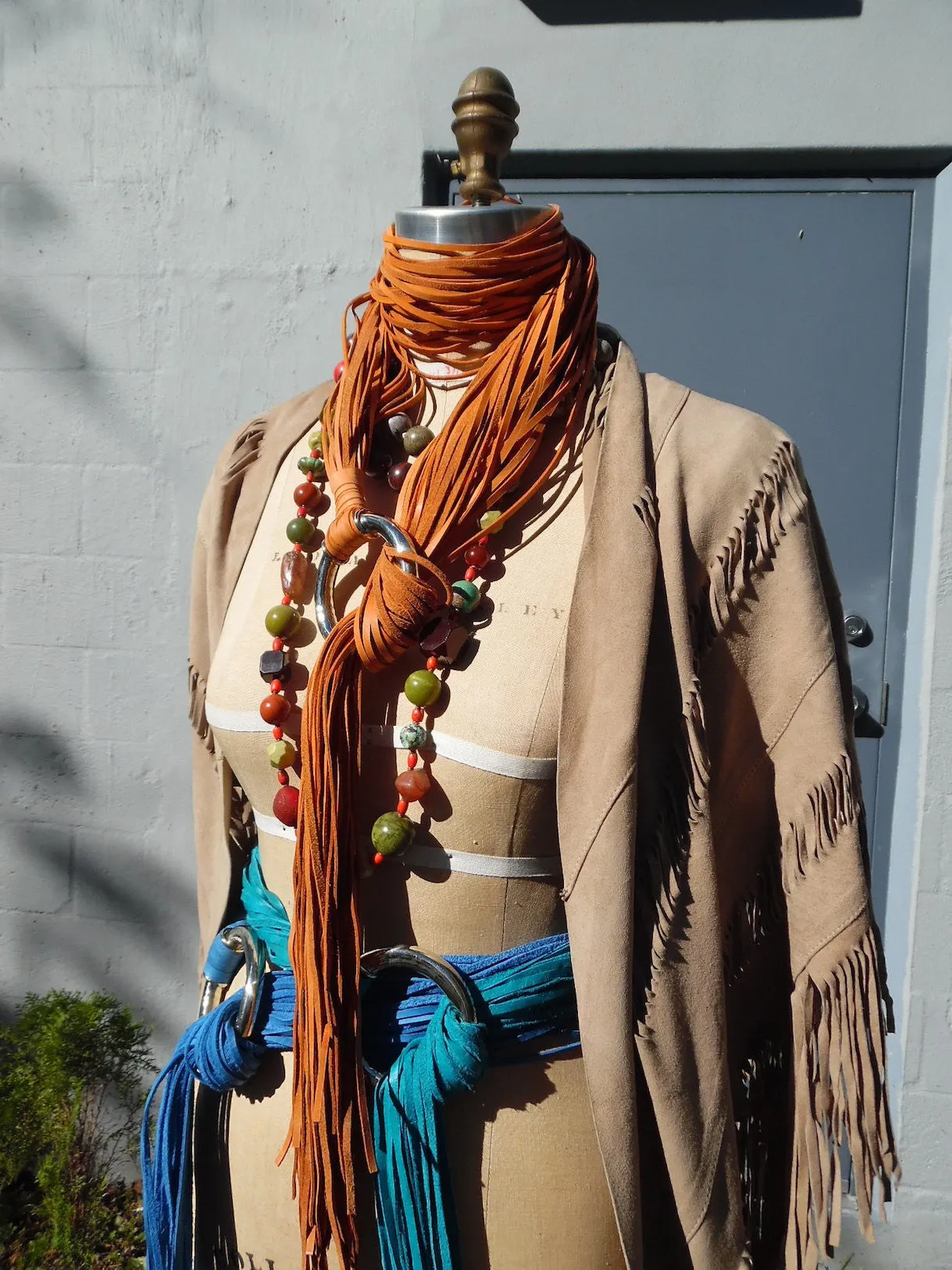 Suede Fringed Hand Cut Shawl