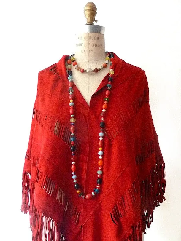 Suede Fringed Hand Cut Shawl