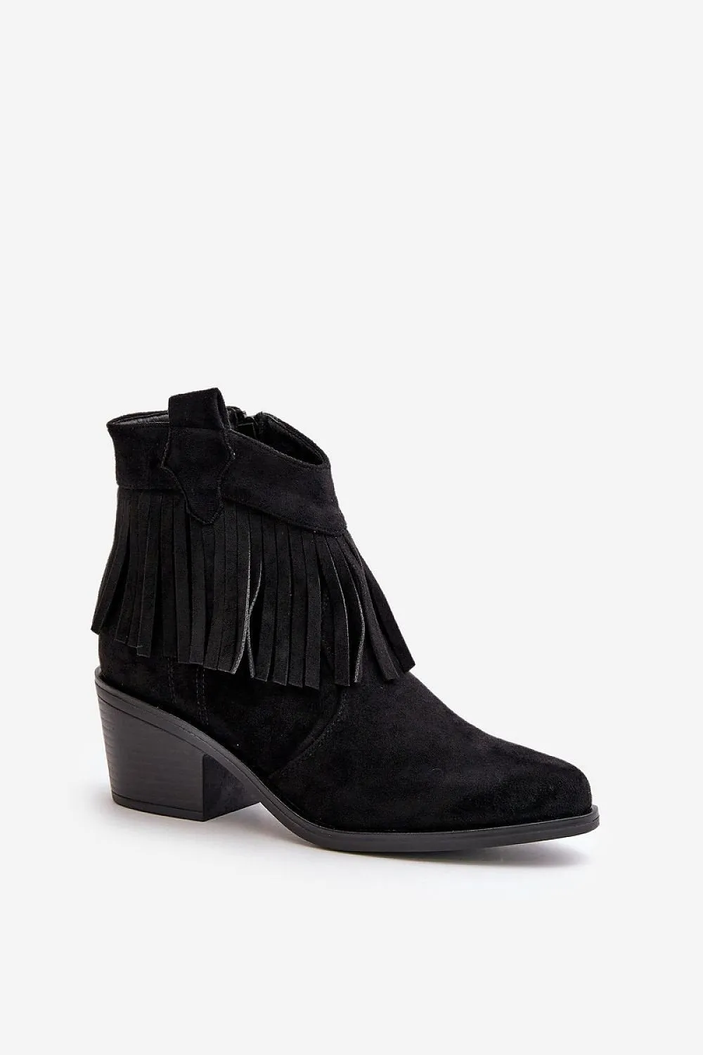 TEEK - Natural Suede Leather Fringe Suede Heeled Boots