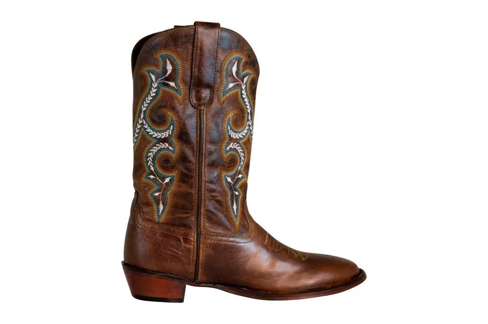 TuffRider Women Jenny Embroidered Leather Square Toe Western Boots