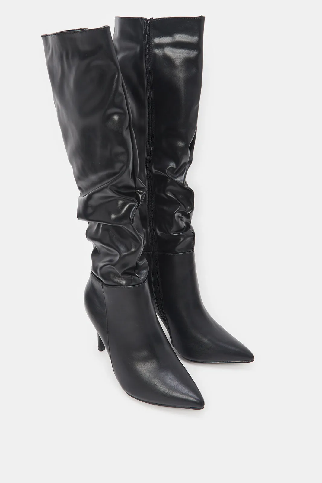 Women Black Heeled Over The Knee Boot