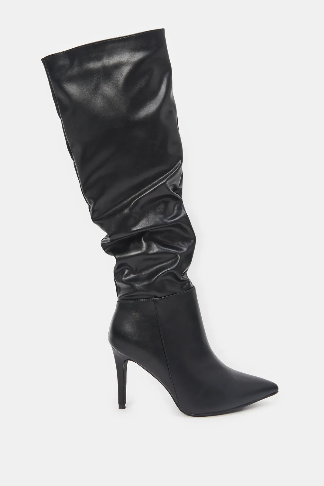 Women Black Heeled Over The Knee Boot