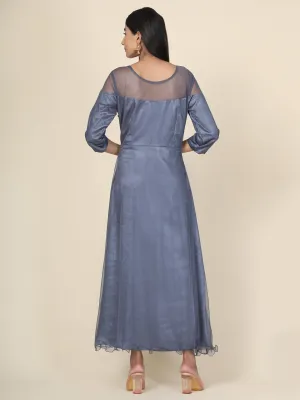 Women's Pleat Draped Grey Gown